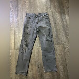 Carhartt Men's Slim Straight Work Jeans in Gray with Paint Marks